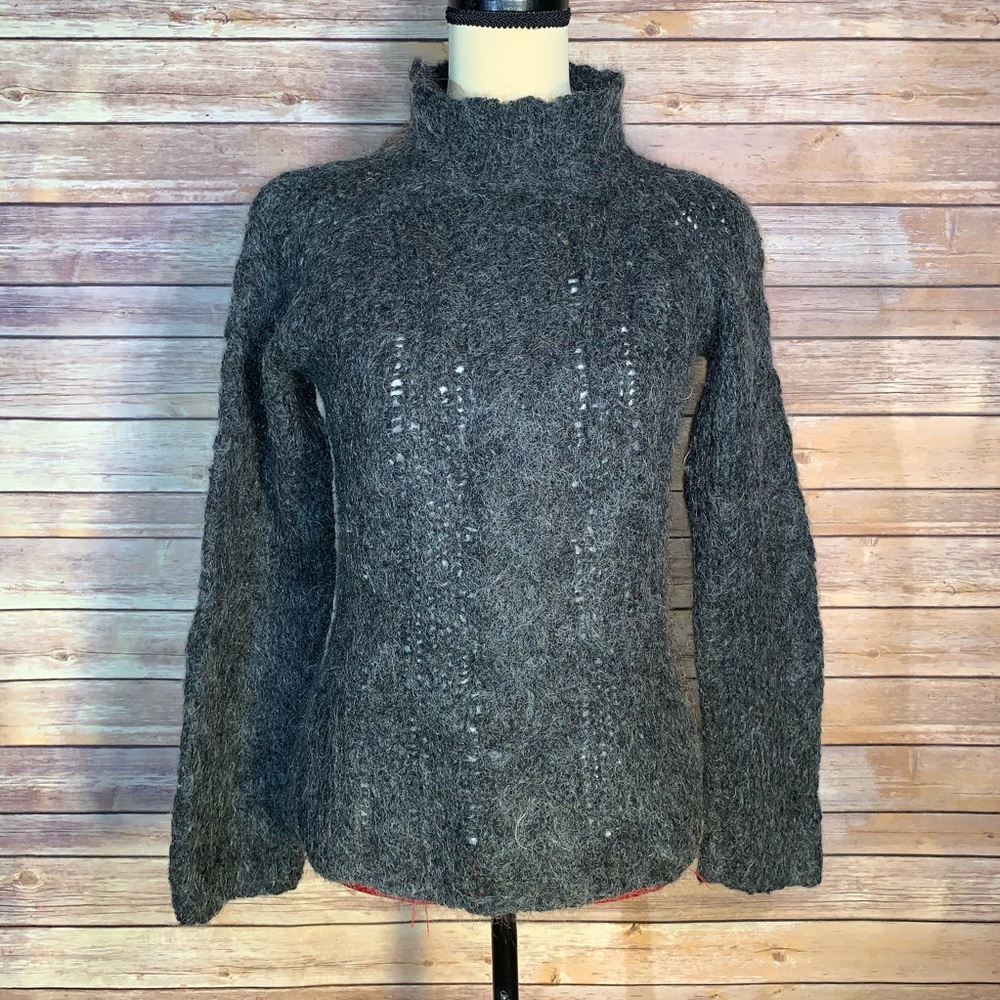 Free People Charcoal Gray Mohair Blend Turtleneck Sweater